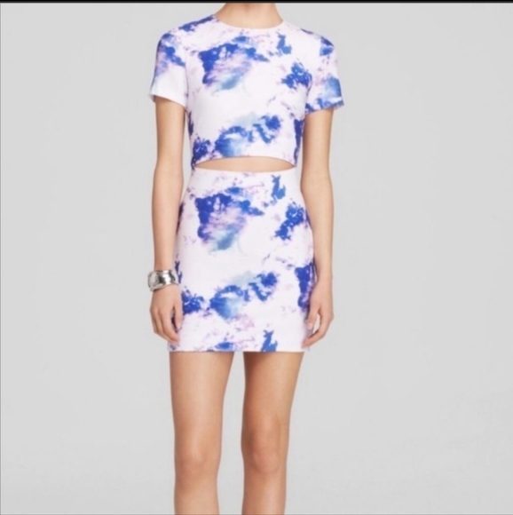 BEC & Bridge Saint Cloud Tie Dye Print Cut Out Waist Mini Dress Size 4 - Picture 1 of 9